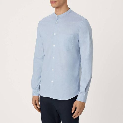 Chambray All Day Collarless Cotton Blend Shirt - L'Estrange - Modalova