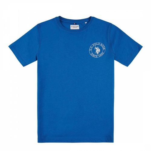 Boy's Back Printed Logo Cotton T-Shirt - U.S. Polo Assn. - Modalova