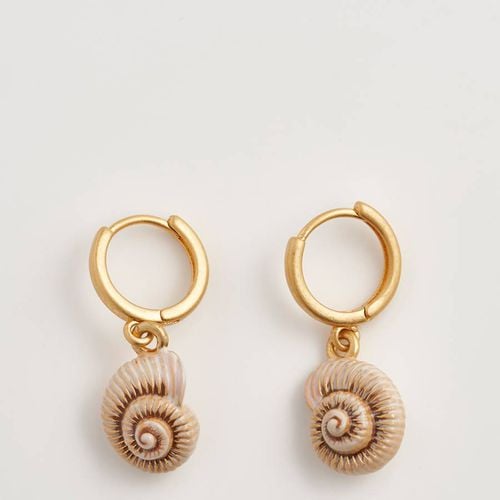 Spiral Shell Worn Gold Huggie Hoops - Fable - Modalova