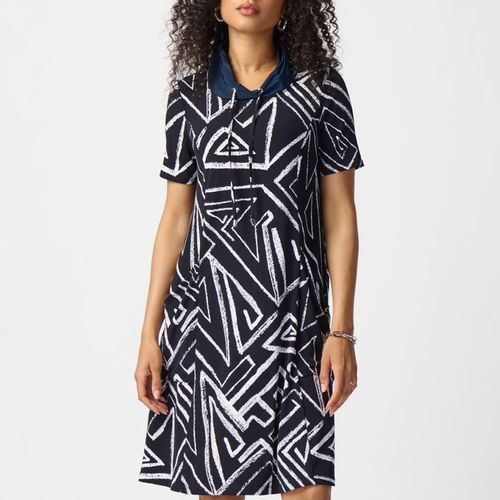 Navy/White Printed Mini Dress - Joseph Ribkoff - Modalova