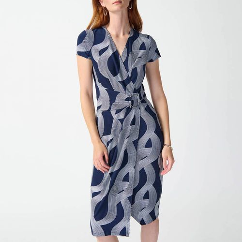 Navy Printed Midi Dress - Joseph Ribkoff - Modalova