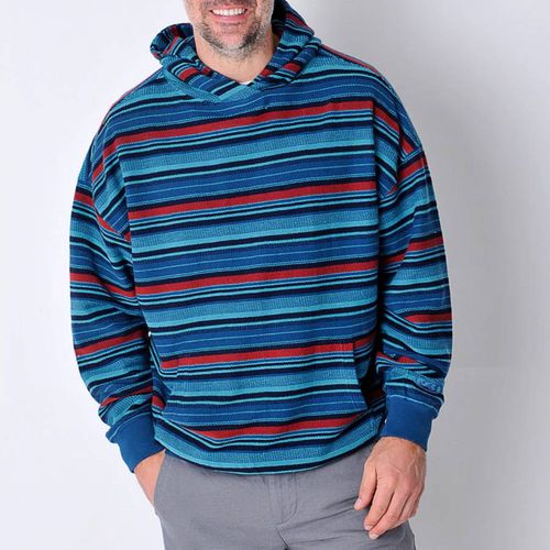 Blue Berwick Stripe Cotton Hoodie - Burgs - Modalova