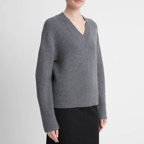 Grey V-Neck Wool Blend Jumper - Vince - Modalova