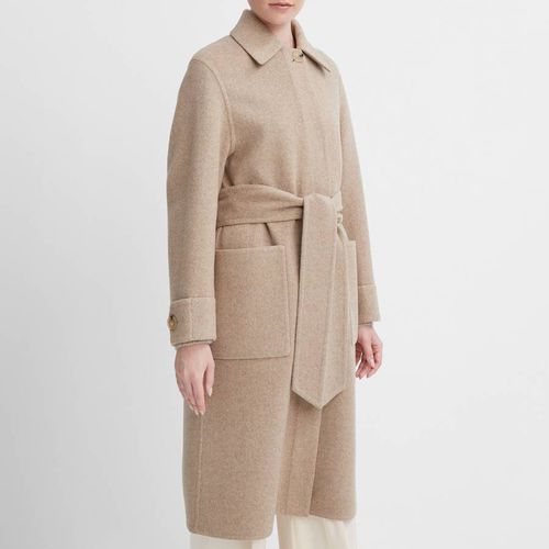 Camel Fine Wool Blend Overcoat - Vince - Modalova