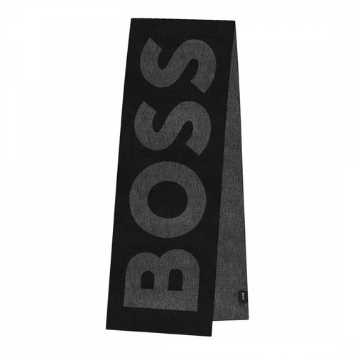 Black Logo Wool Blend Scarf - BOSS - Modalova