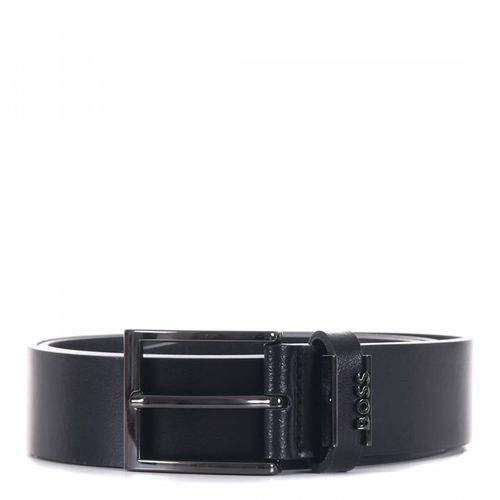 Black Embossed Logo Leather Belt - BOSS - Modalova