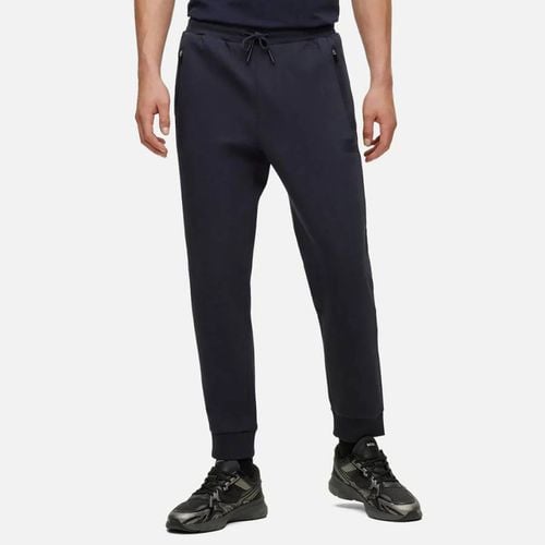 Dark Blue Cotton Blend Joggers - BOSS - Modalova