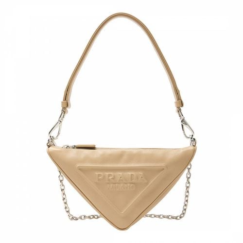 Beige Leather Triangle Shoulder Bag - Prada - Modalova