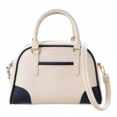 Cream & Dark Blue Handbag - Lucky Bees - Modalova