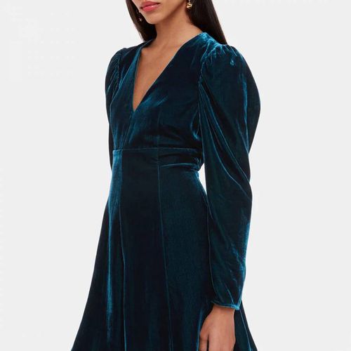 Teal Charley Velvet Flippy Dress - WHISTLES - Modalova