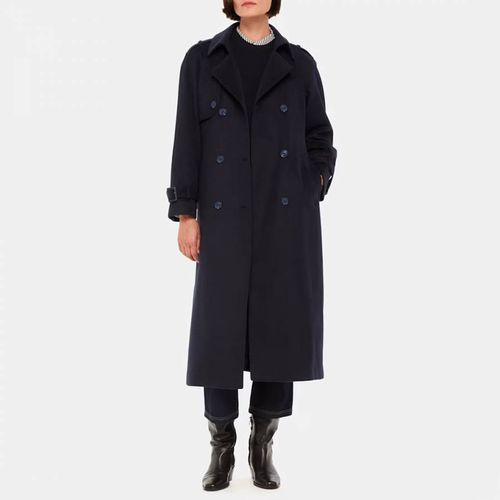 Navy Sabine Wool Blend Trench Coat - WHISTLES - Modalova