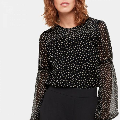 Speckled Polka Dot Shirred Top - WHISTLES - Modalova