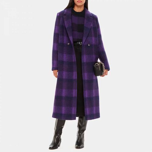 Purple Camila Check Wool Blend Coat - WHISTLES - Modalova