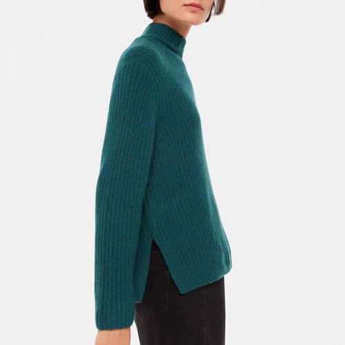 Teal Ribbed Funnel Neck Wool Blend Jumper - WHISTLES - Modalova