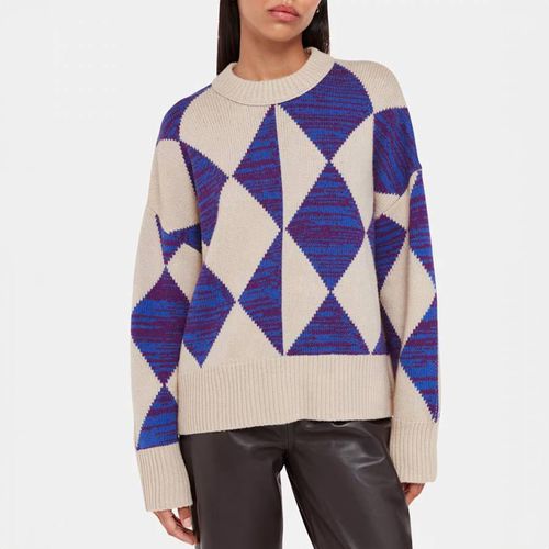 Nude Diamond Knit Wool Blue Jumper - WHISTLES - Modalova