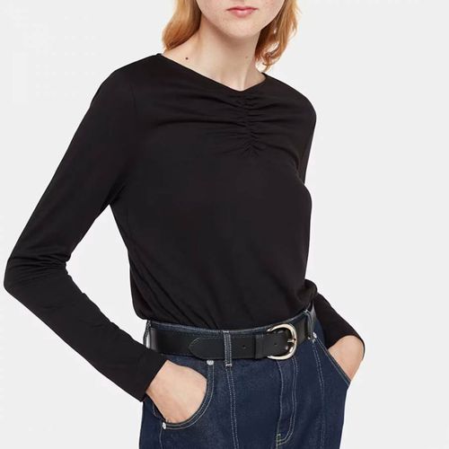 Black High V-Neck Ruched Top - WHISTLES - Modalova