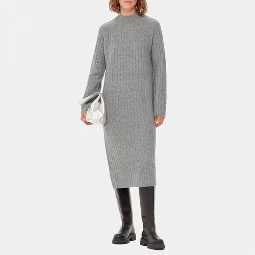 Grey Ribbed Wool Blend Midi Dress - WHISTLES - Modalova