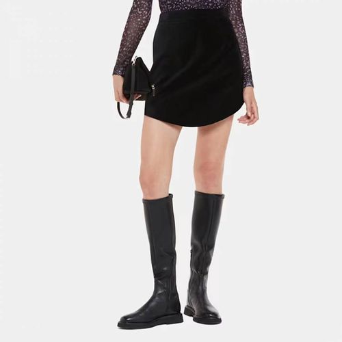 Black Velvet Curved Hem Mini Skirt - WHISTLES - Modalova