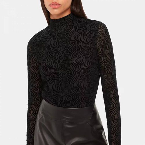 Black Squiggle Mesh Top - WHISTLES - Modalova