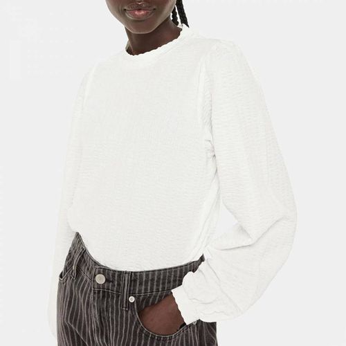 Textured Puff Sleeve Cotton Blend Top - WHISTLES - Modalova