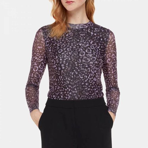 Purple Feather Leopard Mesh Top - WHISTLES - Modalova