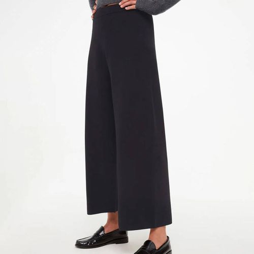 Knitted Wide Leg Cotton Blend Trousers - WHISTLES - Modalova