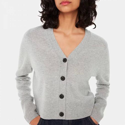 Grey Cropped V-Neck Wool Cardigan - WHISTLES - Modalova