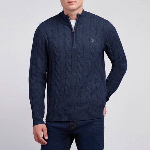 Navy Half Zip Cable Knit Jumper - U.S. Polo Assn. - Modalova