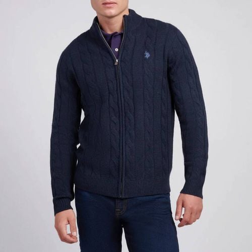 Navy Cable Knit Full Zip Jumper - U.S. Polo Assn. - Modalova