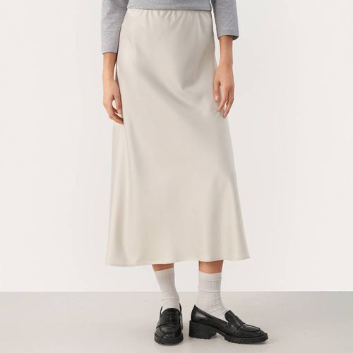 Cream Satin Rins Midi Skirt - Part Two - Modalova