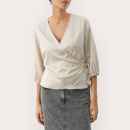 Cream Satin Elmia Wrap Blouse - Part Two - Modalova