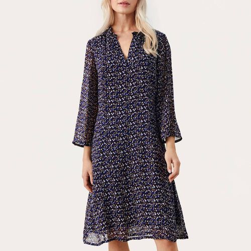 Navy Print Devira 3/4 Sleeve Dress - Part Two - Modalova