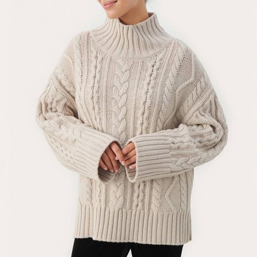 Beige Wool Blend Denali Funnel Neck Jumper - Part Two - Modalova