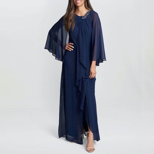 Navy Polly Maxi Halter Neck Dress - Gina Bacconi - Modalova