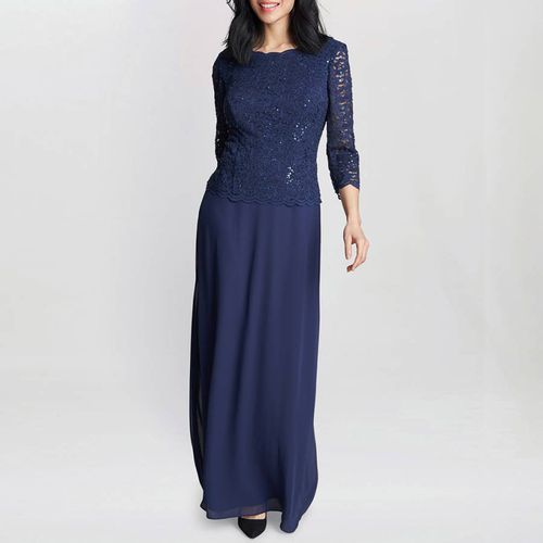 Navy Virginia Maxi Lace Dress - Gina Bacconi - Modalova