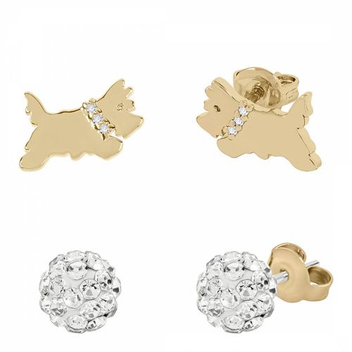 Ct Pale Plated Clear Stone Set Fireball and Jumping Dog Twin Pack Earrings - Radley - Modalova