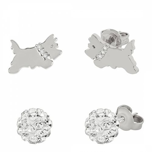 Plated Clear Stone Set Fireball and Jumping Dog Twin Pack Earrings - Radley - Modalova