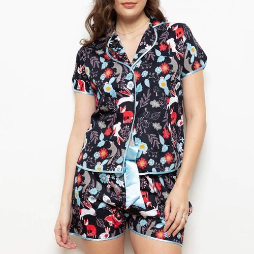 Red Super Cotton Sateen Woodland Cap Shortie PJ Sets - Cottonreal - Modalova