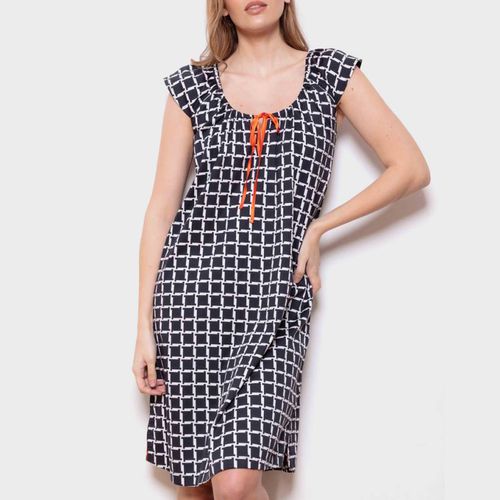 Navy Super Cotton Sateen Retro Cube Melon Lounger Dress - Cottonreal - Modalova