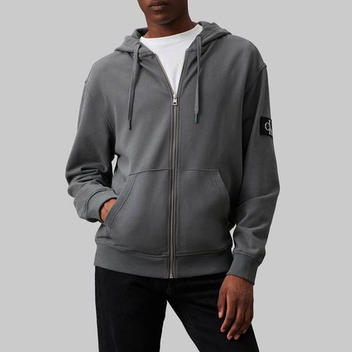 Charcoal Badge Zip Through Hoodie - Calvin Klein - Modalova