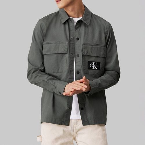 Khaki Cargo Cotton Overshirt - Calvin Klein - Modalova