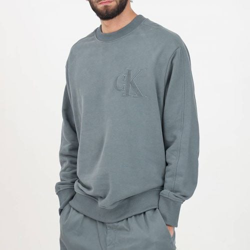 Dusky Blue Ck Crew Neck Sweatshirt - Calvin Klein - Modalova