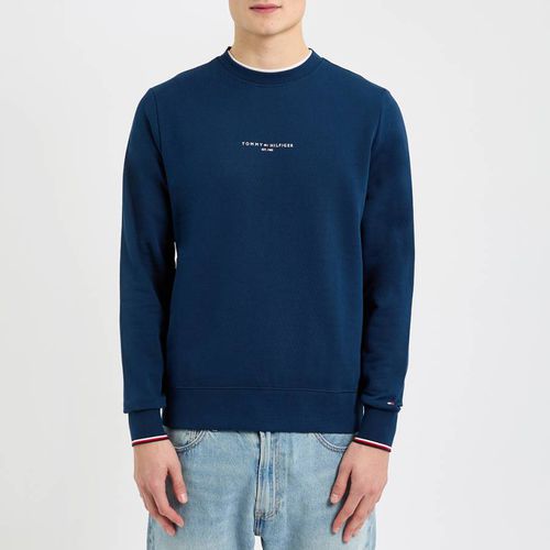 Navy Tommy Logo Tipped Sweatshirt - Tommy Hilfiger - Modalova