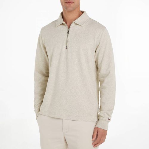 Cream Terry Half Zip Sweatshirt - Tommy Hilfiger - Modalova