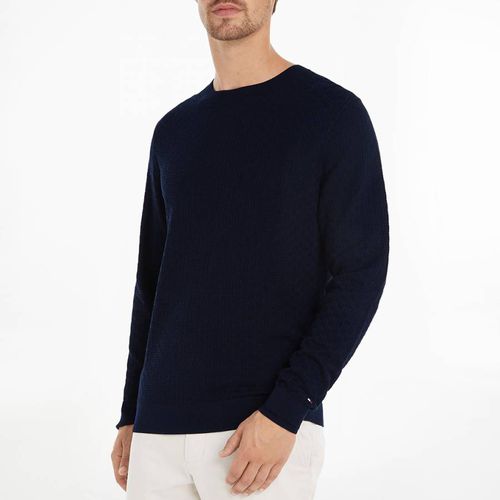 Navy Basketweave Jumper - Tommy Hilfiger - Modalova