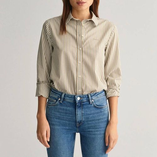 Beige Stripe Poplin Cotton Shirt - Gant - Modalova