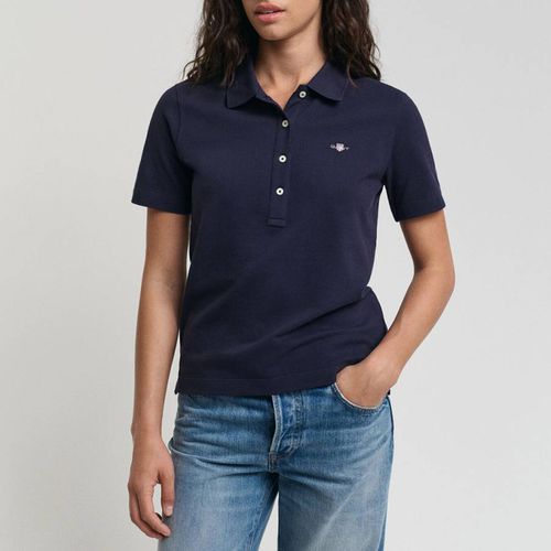 Navy Archive Shield Cotton Polo Shirt - Gant - Modalova