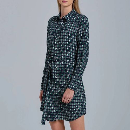 Navy Geometric Belted Shirt Dress - Gant - Modalova