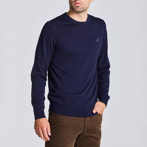 Navy Cotton Cashmere Crew Neck Jumper - Gant - Modalova