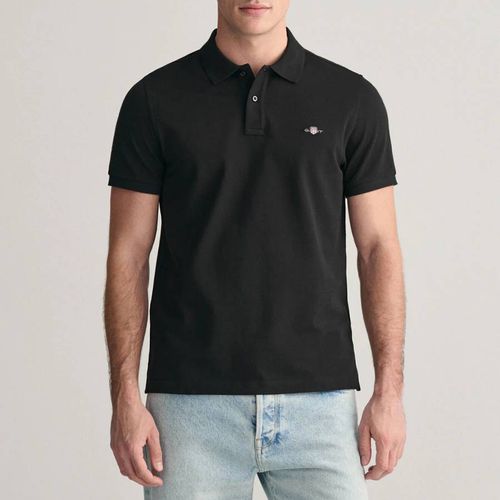 Black Pique Cotton Polo Shirt - Gant - Modalova